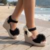 image:imageAllegra K Womens Platform Floral Bow Peeptoe Wedge Sandals Black 85