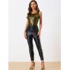 image:imageAllegra K Womens Shiny Top Party Club Cami Sparkly Metallic Tank TopBlack Shiny