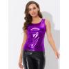 image:imageAllegra K Womens Shiny Top Party Club Cami Sparkly Metallic Tank TopDark Purple