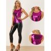 image:imageAllegra K Womens Shiny Top Party Club Cami Sparkly Metallic Tank TopFuchsia
