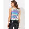 image:imageAllegra K Womens Shiny Top Party Club Cami Sparkly Metallic Tank TopMulticolor Blue