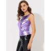 image:imageAllegra K Womens Shiny Top Party Club Cami Sparkly Metallic Tank TopPurple Tone
