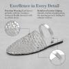 image:imageAllegra K Womens Slip on Mesh Flats Braided Slides SandalsSilver