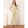 image:imageAllegra K Womens Wide Leg Jumpsuit 2026 Sleeveless Collared Tie Waist Coverall Button Down Cargo Cotton JumpsuitsApricot