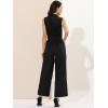 image:imageAllegra K Womens Wide Leg Jumpsuit 2026 Sleeveless Collared Tie Waist Coverall Button Down Cargo Cotton JumpsuitsBlack