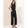 image:imageAllegra K Womens Wide Leg Jumpsuit 2026 Sleeveless Collared Tie Waist Coverall Button Down Cargo Cotton JumpsuitsBlack