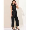 image:imageAllegra K Womens Wide Leg Jumpsuit 2026 Sleeveless Collared Tie Waist Coverall Button Down Cargo Cotton JumpsuitsBlack