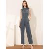 image:imageAllegra K Womens Wide Leg Jumpsuit 2026 Sleeveless Collared Tie Waist Coverall Button Down Cargo Cotton JumpsuitsGrey