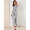 image:imageAllegra K Womens Wide Leg Jumpsuit 2026 Sleeveless Collared Tie Waist Coverall Button Down Cargo Cotton JumpsuitsLight Grey