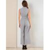 image:imageAllegra K Womens Wide Leg Jumpsuit 2026 Sleeveless Collared Tie Waist Coverall Button Down Cargo Cotton JumpsuitsLight Grey