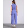 image:imageAllegra K Womens Wide Leg Jumpsuit 2026 Sleeveless Collared Tie Waist Coverall Button Down Cargo Cotton JumpsuitsMatte Blue