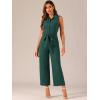 image:imageAllegra K Womens Wide Leg Jumpsuit 2026 Sleeveless Collared Tie Waist Coverall Button Down Cargo Cotton JumpsuitsPeacock Blue