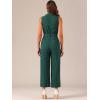 image:imageAllegra K Womens Wide Leg Jumpsuit 2026 Sleeveless Collared Tie Waist Coverall Button Down Cargo Cotton JumpsuitsPeacock Blue