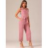 image:imageAllegra K Womens Wide Leg Jumpsuit 2026 Sleeveless Collared Tie Waist Coverall Button Down Cargo Cotton JumpsuitsPink