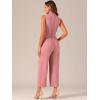 image:imageAllegra K Womens Wide Leg Jumpsuit 2026 Sleeveless Collared Tie Waist Coverall Button Down Cargo Cotton JumpsuitsPink