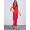 image:imageAllegra K Womens Wide Leg Jumpsuit 2026 Sleeveless Collared Tie Waist Coverall Button Down Cargo Cotton JumpsuitsRed