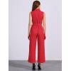 image:imageAllegra K Womens Wide Leg Jumpsuit 2026 Sleeveless Collared Tie Waist Coverall Button Down Cargo Cotton JumpsuitsRed