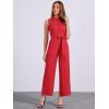 image:imageAllegra K Womens Wide Leg Jumpsuit 2026 Sleeveless Collared Tie Waist Coverall Button Down Cargo Cotton JumpsuitsRed