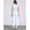 image:imageAllegra K Womens Wide Leg Jumpsuit 2026 Sleeveless Collared Tie Waist Coverall Button Down Cargo Cotton JumpsuitsSky Blue