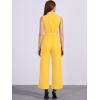 image:imageAllegra K Womens Wide Leg Jumpsuit 2026 Sleeveless Collared Tie Waist Coverall Button Down Cargo Cotton JumpsuitsYellow