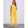 image:imageAllegra K Womens Wide Leg Jumpsuit 2026 Sleeveless Collared Tie Waist Coverall Button Down Cargo Cotton JumpsuitsYellow