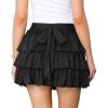 image:imageAllegra K Bow Back Mini Skirts for Women Elastic Low Waist Cute Cake Skirt Layer Ruffle Skirt with ShortsBlack
