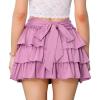 image:imageAllegra K Bow Back Mini Skirts for Women Elastic Low Waist Cute Cake Skirt Layer Ruffle Skirt with ShortsPink Purple