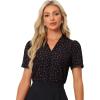 image:imageAllegra K Casual Blouse for Women Floral Print Short Sleeve Shirt V Neck Notch Lapel Blouse Dressy Summer TopsBlack