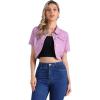 image:imageAllegra K Casual Denim Jacket for Womens Turndown Collar Short Sleeves Crop Jean JacketsPurple