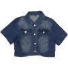 image:imageAllegra K Casual Denim Jacket for Womens Turndown Collar Short Sleeves Crop Jean JacketsVintage Blue