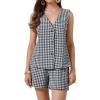 image:imageAllegra K Gingham 2 Piece Outfits for Womens Summer Beach Plaid Sleeveless Vest and Shorts Matching SetsBlack