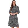 image:imageAllegra K Pleated Dress for Womens Puff Half Sleeve Crew Neck Casual ALine DressesBlack