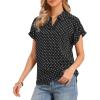 image:imageAllegra K Polka Dots Blouse for Women Summer Casual Short Sleeve Collar V Neck Work Office TopsBlack