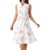image:imageAllegra K Summer Floral Dress for Women Tie Waist Chiffon Sleeveless Tank Dresses with LiningWhite