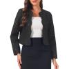 image:imageAllegra K Tweed Jackets for Women Long Sleeve Collarless Open Front Cardigan Business Work Blazer Suit JacketBlack