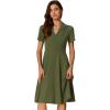 image:imageAllegra K Vintage Work Dresses for Womens 1950s Flat Collar Short Sleeve Fit and Flare DressArmy Green