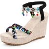 image:imageAllegra K Womens Bohemia Pull on Platform Wedge Heel SandalsBlack4