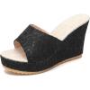 image:imageAllegra K Womens Embroidered Wedge Platform Peeptoe Slip Sandals Black 75