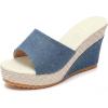 image:imageAllegra K Womens Embroidered Wedge Platform Peeptoe Slip Sandals Blue 9