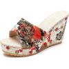 image:imageAllegra K Womens Embroidered Wedge Platform Peeptoe Slip Sandals Red 9