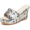 image:imageAllegra K Womens Embroidered Wedge Platform Peeptoe Slip Sandals White 8