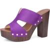 image:imageAllegra K Womens Faux Suede Platform High Block Heel Slides SandalsPurple