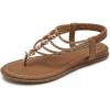 image:imageAllegra K Womens Flat Sandals TStrap Elastic Back Strap Rhinestone Flip Flop Sandals Dark Brown 9