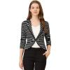 image:imageAllegra K Womens Notched Lapel Casual Work Office Striped BlazerBlack