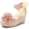 image:imageAllegra K Womens Platform Floral Bow Peeptoe Wedge Sandals Beige 8