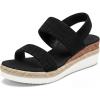 image:imageAllegra K Womens Solid Color Hollowout Platform Elastic Band Sandals Black 5