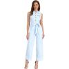 image:imageAllegra K Womens Wide Leg Jumpsuit 2026 Sleeveless Collared Tie Waist Coverall Button Down Cargo Cotton JumpsuitsSky Blue