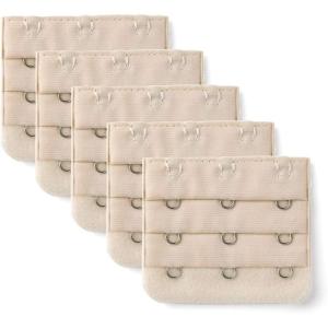 image:imageAllegra K 3 Hook 3 Row Stretchy Bra Strap Extenders Buckle Hooks Bra Band for WomenApricot