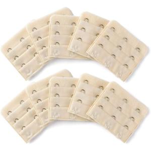 image:imageAllegra K 3 Hook 3 Row Stretchy Bra Strap Extenders Buckle Hooks Bra Band for WomenBeige