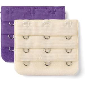 image:imageAllegra K 3 Hook 3 Row Stretchy Bra Strap Extenders Buckle Hooks Bra Band for WomenBeigesangria